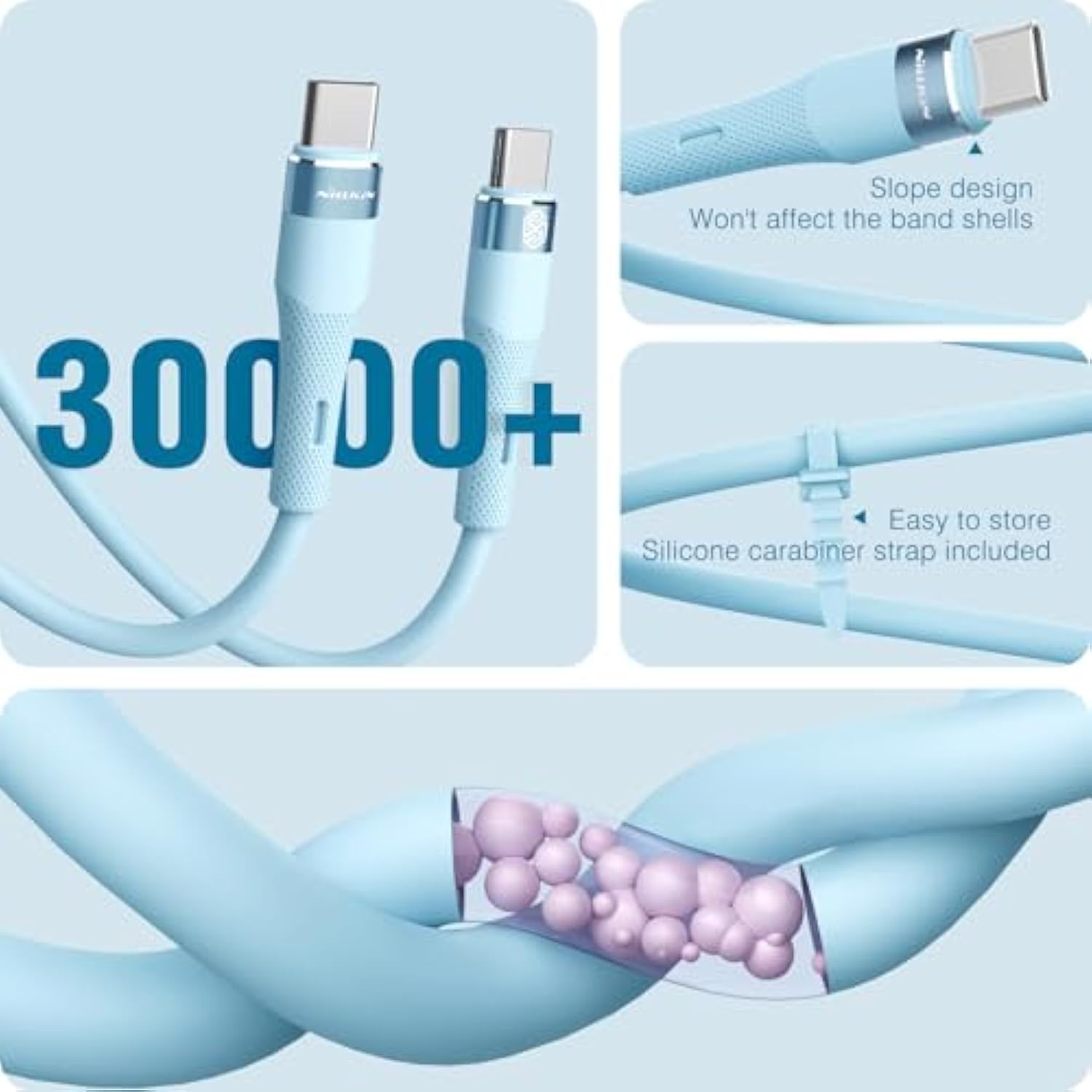 Usb C To Usb C Cable, [Liquid Silicone, 4Ft], 60W Type C Fast Charging Cable F