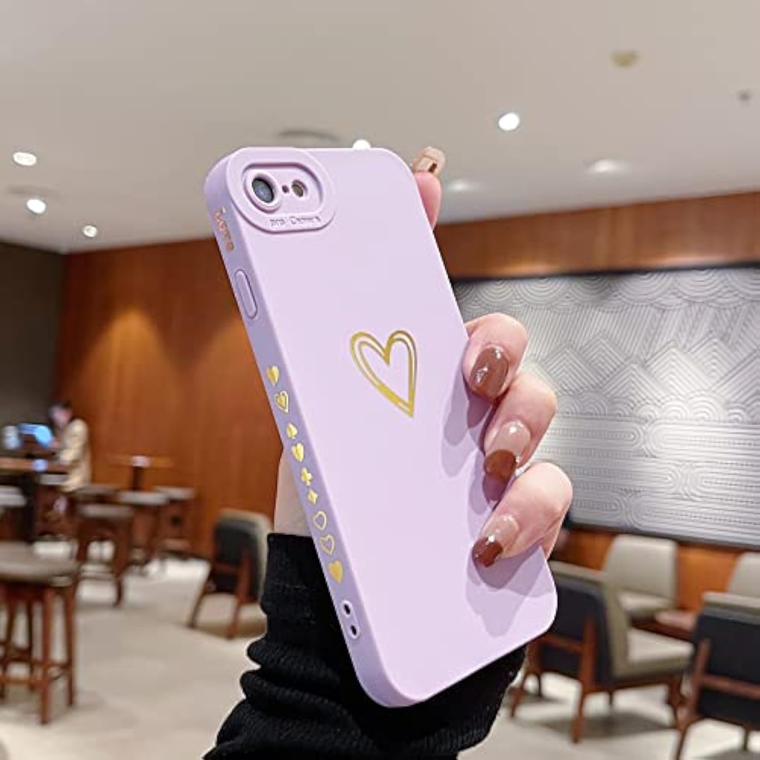 For Iphone Se 2022/ 2020, Iphone 7/ 8 Case For Women Girls, Cute Luxury Heart [Soft Anti-Scratch Full Camera Lens Protective Cover] Silicone Girly Shockproof Phone Case-Purple