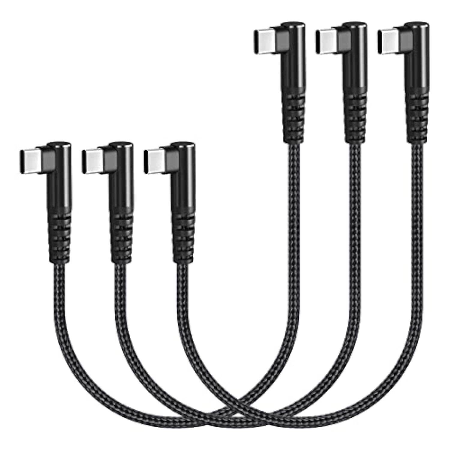 Usb C To Usb C Cable 100W 1Ft 3 Pack 90 Degree Type C Cable Nylon Braided Righ