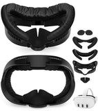 Facial Interface & Face Pad Cushion Compatible With Meta/Oculus Quest 3 Accessories, Replacement Pu Leather Foam Cushion, Anti-Sweat, Anti-Leakage Silicone Face Cover, Not Fit Quest 3S