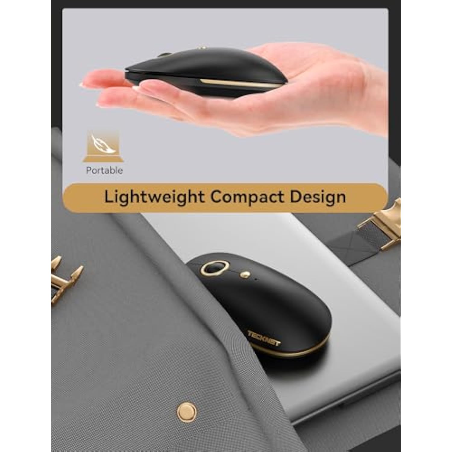 TECKNET Computer Mouse - Silent Wireless 4800 DPI Ambidextrous Cordless Travel Mouse for Laptop Computer, 2.4G USB-A Portable for PC MacBook Chromebook