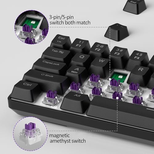 60% Rapid Trigger Gaming Keyboard, Hall Effect Magnetic Switch, Actuation Point Adjustable, Hot Swappable Rgb Backlit Wired Keyboard With Arrow Keys For Win/Pc/Mac, Black