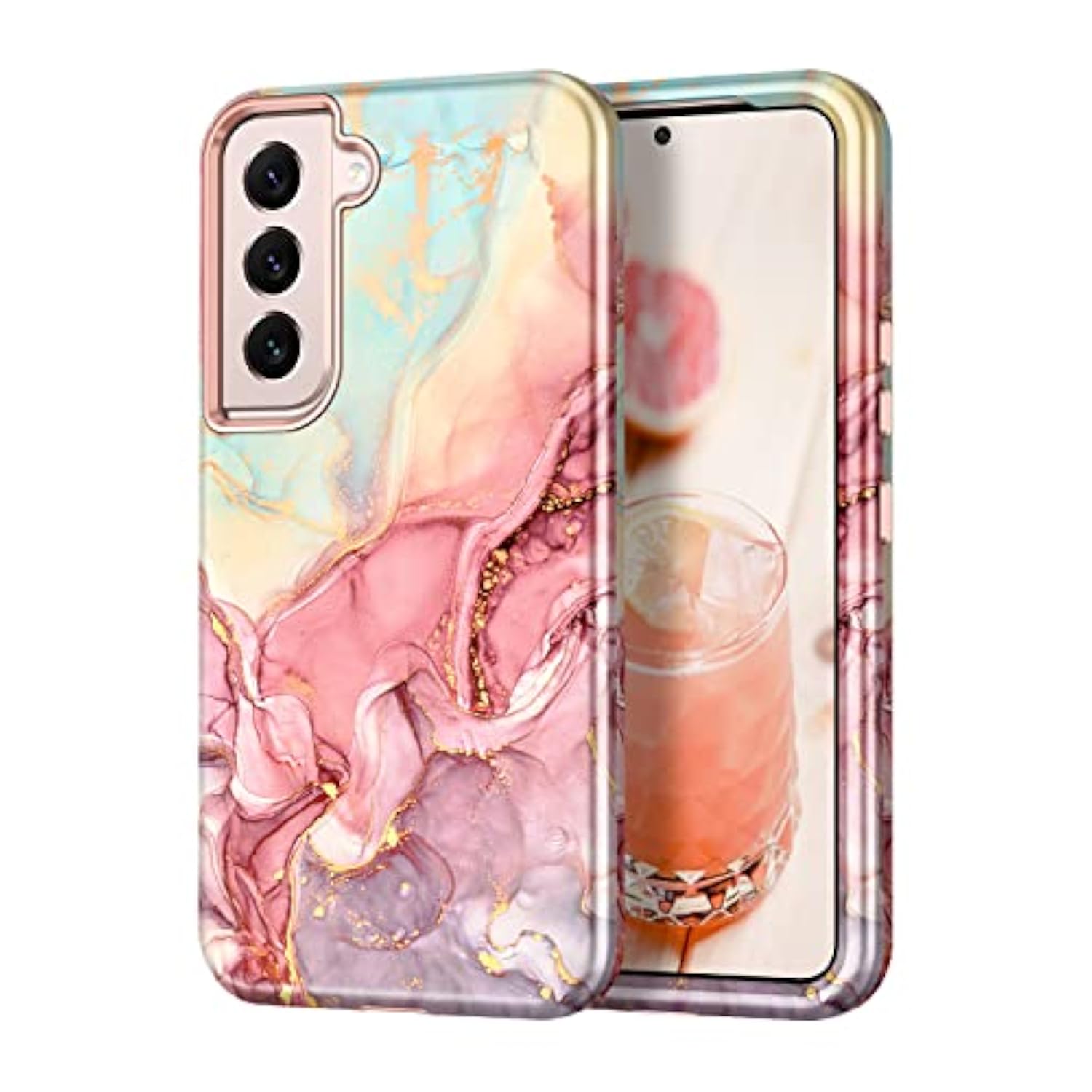 Samsung Galaxy S22 Heavy Duty Shockproof Full Body Rugged Hard Pc Soft Silicone Case For Women