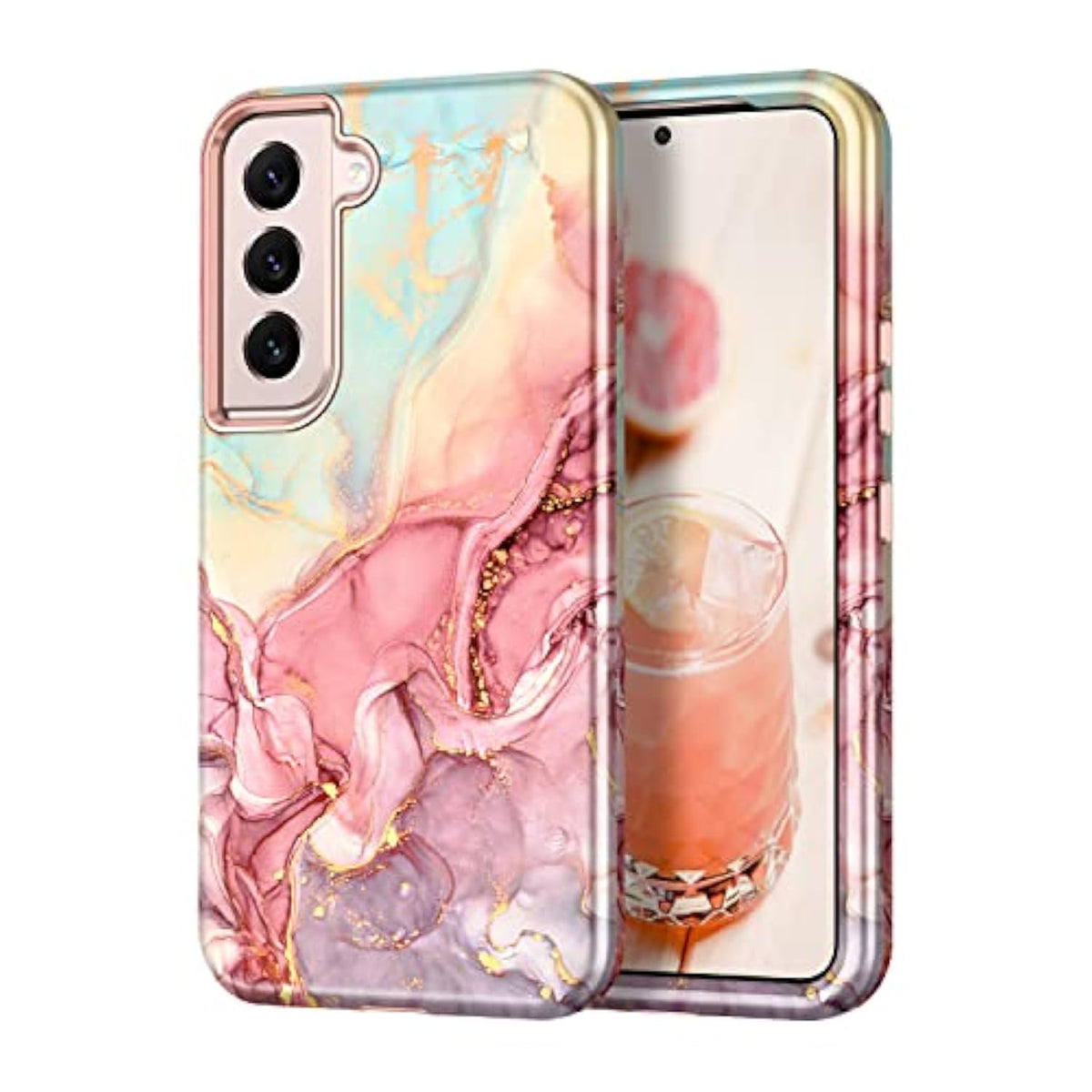 Samsung Galaxy S22 Heavy Duty Shockproof Full Body Rugged Hard Pc Soft Silicone Case For Women