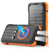 Solar Charger Power Bank 49800mAh Wireless Portable Phone Charger, 22.5W QC3.0 Fast Charging Built in 4 Cables with USB C 6 Outputs & 2 Inputs for