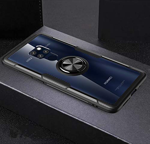 Clear Case for Huawei Mate 20 with Ring Holder,Slim Fit Case Transparent Hard PC Cover Huawei Mate 20 Case with Metal Plate for Magnetic Car Phone