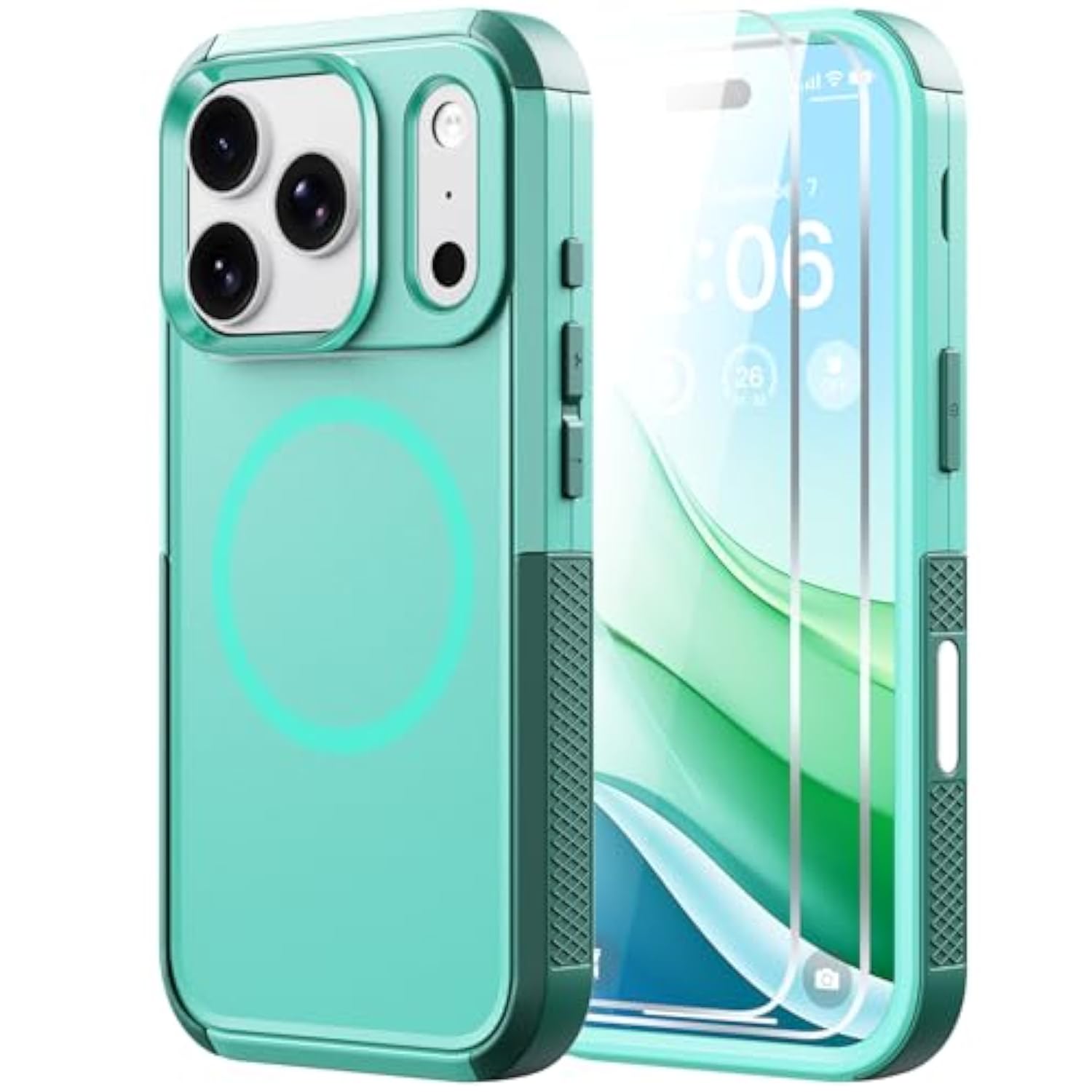 Magnetic For Iphone 17 Pro Max Case-(Compatible With Magsafe) Heavy Duty Protection Phone Case With Camera Control Button With Screen Protector Shockproof Drop-Proof 6.9 Inch (Teal)