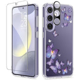 Compatible With Samsung Galaxy S24 Plus Case Floral, With Screen & Camera Lens Protector, Hard Pc&Tpu Bumper Clear Shockproof Protective For S24 Plus Phone Case Women 6.7"(Alluring Butterfly)