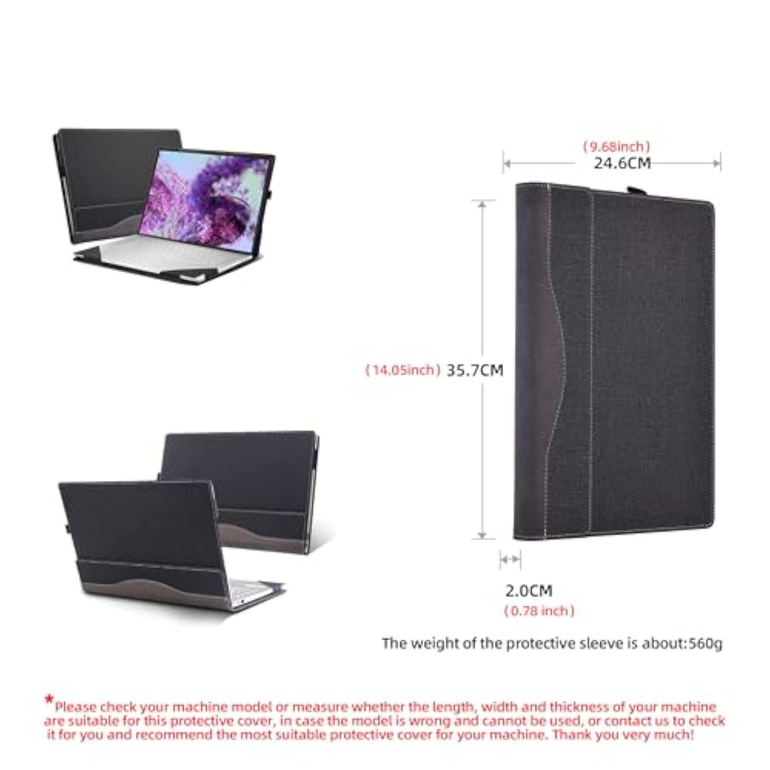 Laptop Case For Dell 2024 Xps 16 9640 Laptop 16.3 Inch Laptop Computer Notebook Sleeve Detachable Shell (Dark Gray)