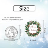 500 Pcs 1.5 Inch Merry Christmas Stickers Roll For Gift Packing, Cards, Envelopes, Party Supplies (Christmas Wreath 4)