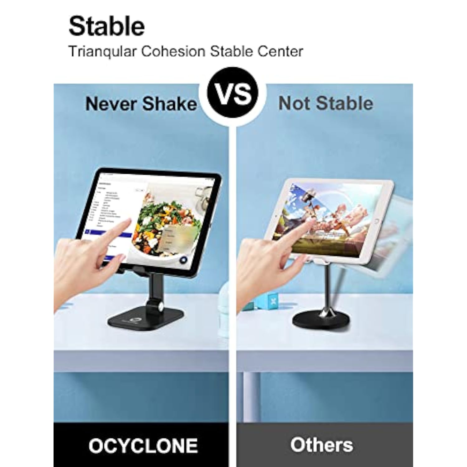 Phone Stand, Adjustable Height And Angle Foldable Cell Phone Stand Holder For Desk, Taller Iphone Stand Compatible With 4.7"-13" Smartphones Ipad Tablet, Black