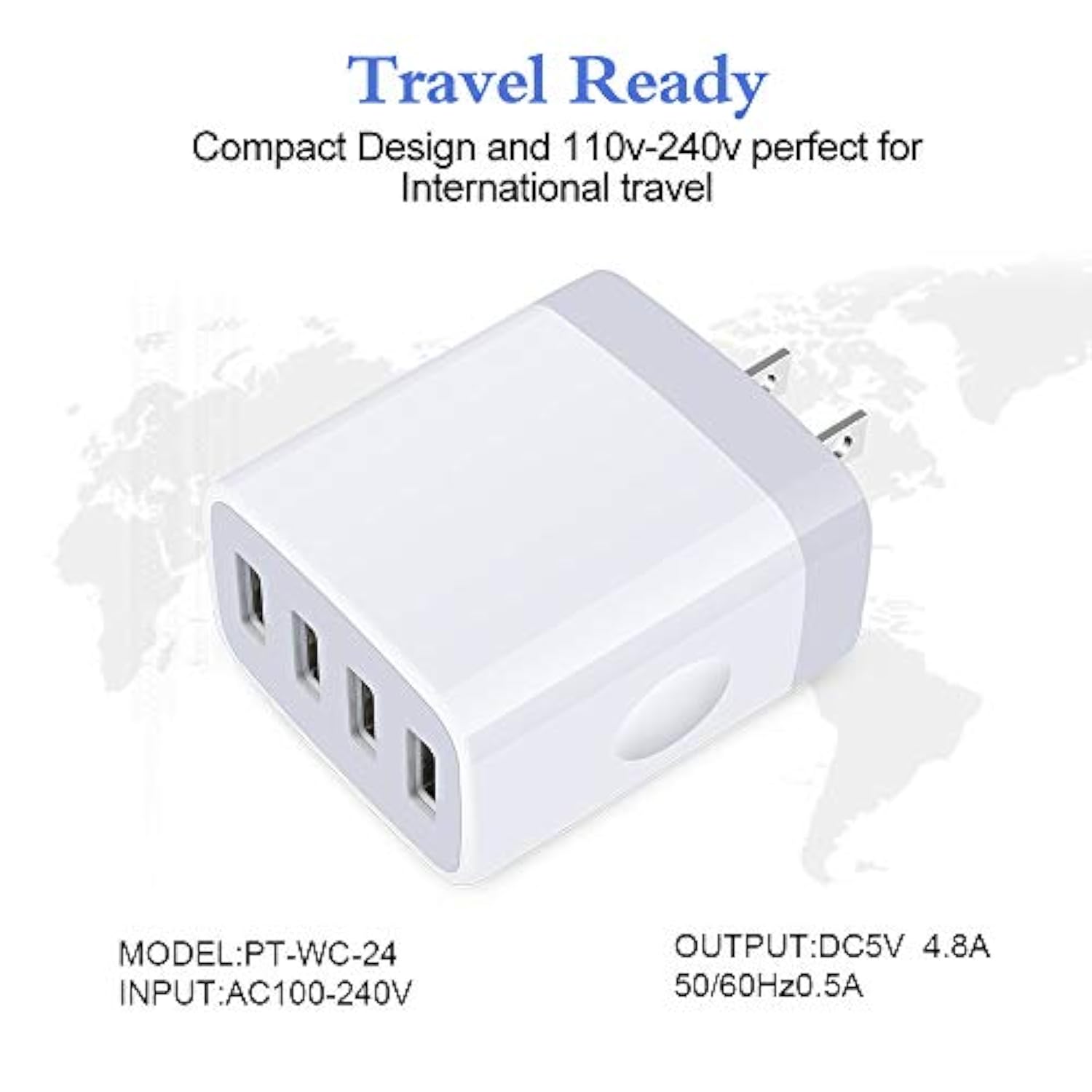 Multiple Usb Wall Charger, 2Pack 4-Multi Port Usb Charger Cube 4.8A Fast Charging Block Plug Box For Iphone 17 16E 16 15 14 13 12 Pro Max Samsung Galaxy A17 A16 A15 A56 A55 S25 Ultra S24 Ultra