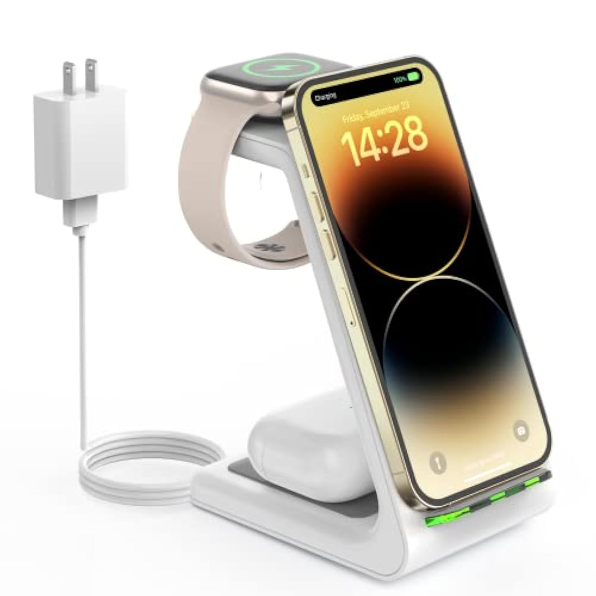 Wireless Charging Station for Apple - 3 in 1 Wireless Charger Stand Dock Watch and Phone Charger Station for Apple Watch 8/7/SE/6/5/4/3/2, iPhone 16 15-12 Pro Max SE XS X, Samsung, AirPods Pro/3/2