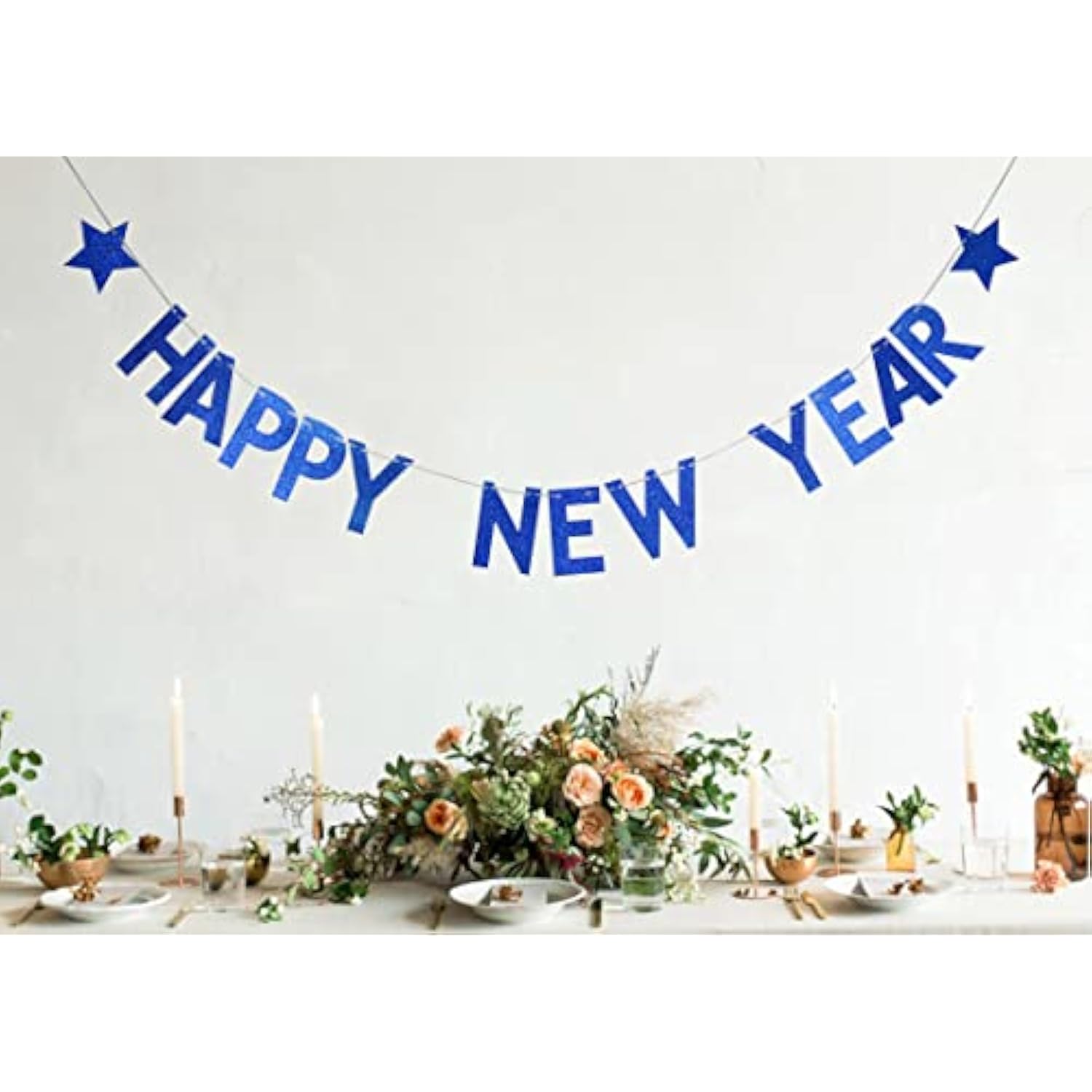 Happy New Year 2025 Banner - Merry Christmas Banner New Year'S Eve Party Props Bunting - Home Holiday Decorations Sign(Blue)