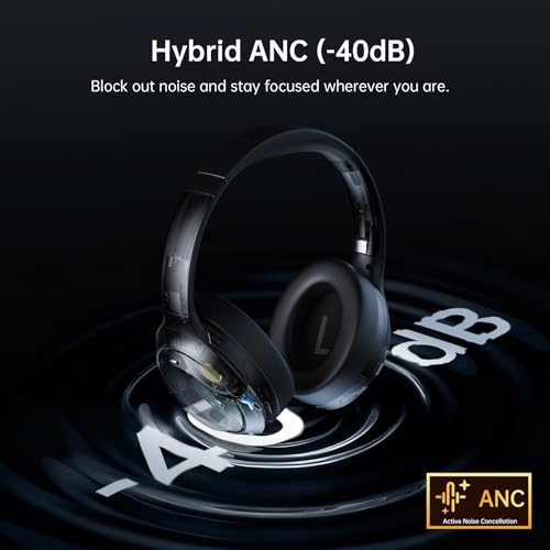 E4 AirComfy Headsets with Microphone Noise Cancelling, Over-Ear PC Headphones, Crystal Clear Surround Sound 263g Ultra Lightweight 3.5mm Wired