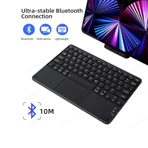Wireless Backlit Bluetooth Keyboard With Touchpad,10 Inch Ultra Slim 7 Colors Backlit Portable Rechargeable Keyboard With Trackpad For Ipad/Ipad Pro Ios Android Tablets Windows Laptop Pc(Black)
