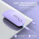 Bluetooth Wireless Mouse, Rechargeable Multi-Device(Tri-Mode: Bt1/Bt2+2.4G) Computer Mice With Usb Receiver, Slim Silent Mouse For Laptop/Macbook/Chromebook/Surface Pro/Ipad Pro(Purple)