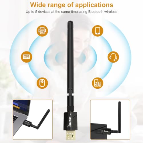 Long Range Usb Bluetooth 5.3 Adapter For Desktop Pc - 328Ft Wireless Transfer For Mouse, Keyboard, Headphones - Win11/10/8.1 Support