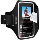 Running Armband Phone Holder For iPhone Samsung With Strap & Zipper Black Medium