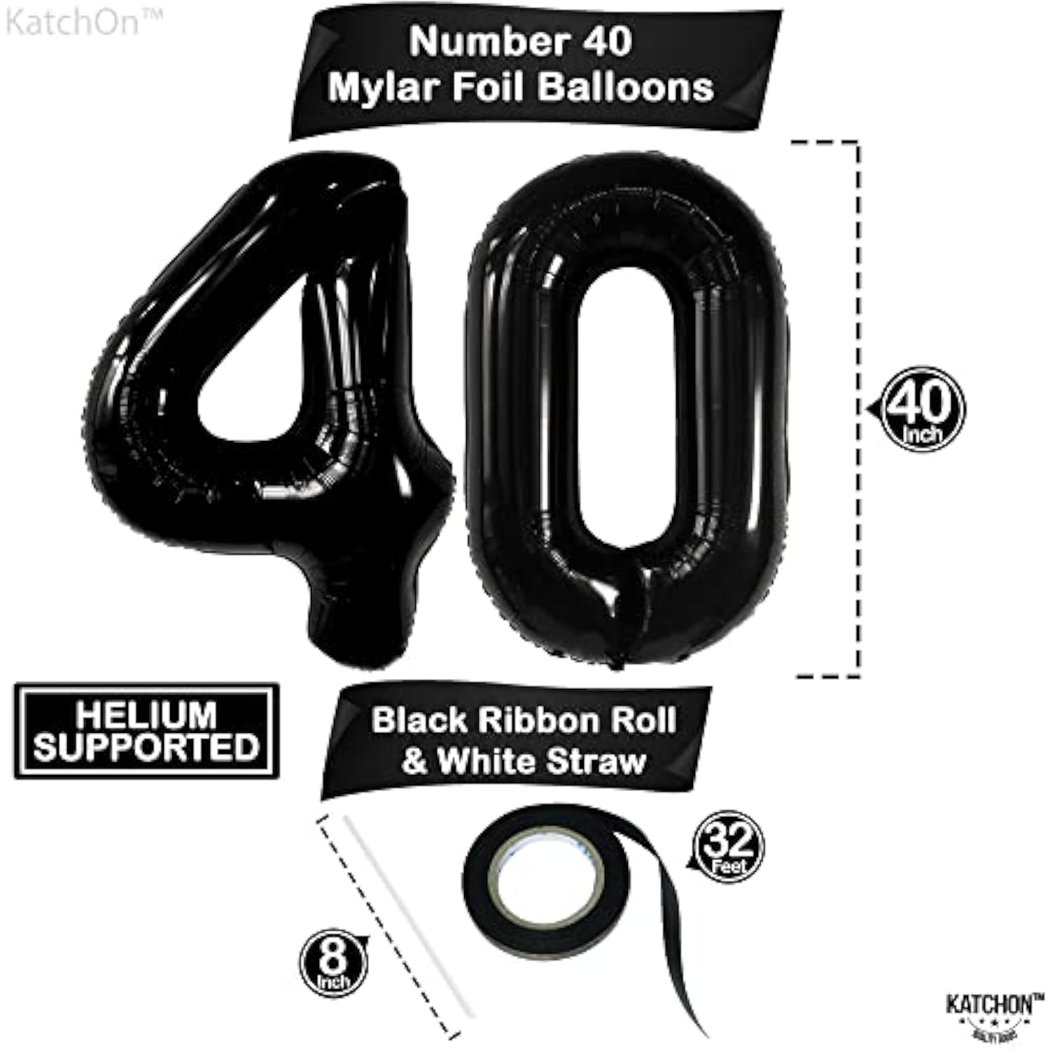 , Giant Black 40 Balloon Numbers - 40 Inch | 40Th Balloons For Men, 40Th Birthday Balloons | Happy 40Th Birthday Decorations For Men, Women | Black Birthday Decorations