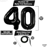 , Giant Black 40 Balloon Numbers - 40 Inch | 40Th Balloons For Men, 40Th Birthday Balloons | Happy 40Th Birthday Decorations For Men, Women | Black Birthday Decorations