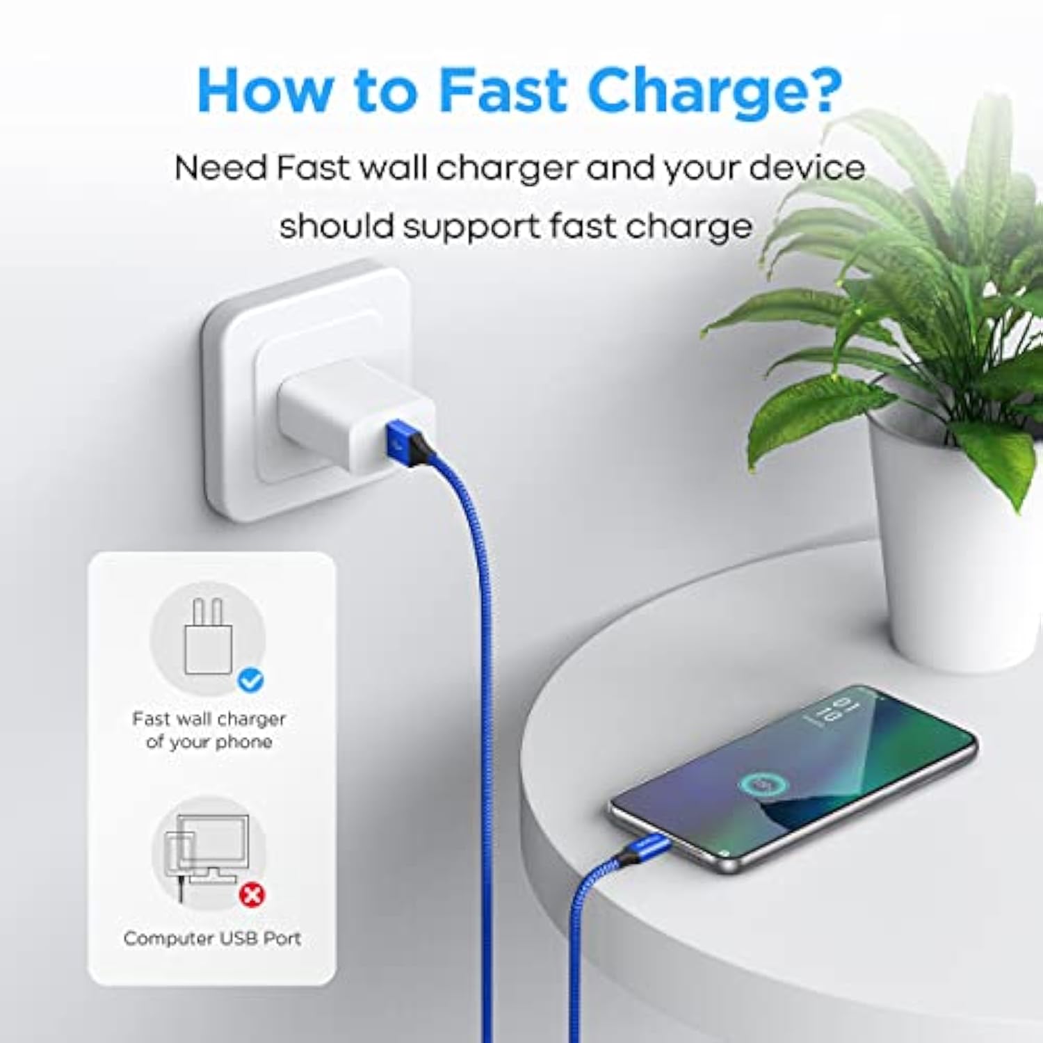 Usb C Cable [20Ft/6M], 1-Pack, Long Usb-A 2.0 To Usb-C Cable, Fast Charging Ty