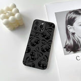 Compatible For Iphone 14 Pro Max Case Cute Aesthetic Ribbon Bowknot With Black Design For Girls Women Soft Tpu Shockproof Protective Girly For Iphone 14 Pro Max Case-Cherry Bow