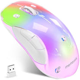 2.4G Led Wireless Mouse, Rechargeable Ergonomic Mouse With Detachable Cover, 1200 Dpi Portable Optical Computer Mouse With Usb Receiver For Laptop, Pc, Desktop And Macbook, 5 Buttons-Pink