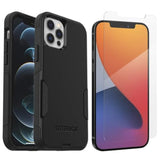 OtterBox Commuter Series Case for iPhone 12 & iPhone 12 Pro (Only) - with Zagg Glass Elite+ Clear Screen Protector - Non-Retail Packaging - Black