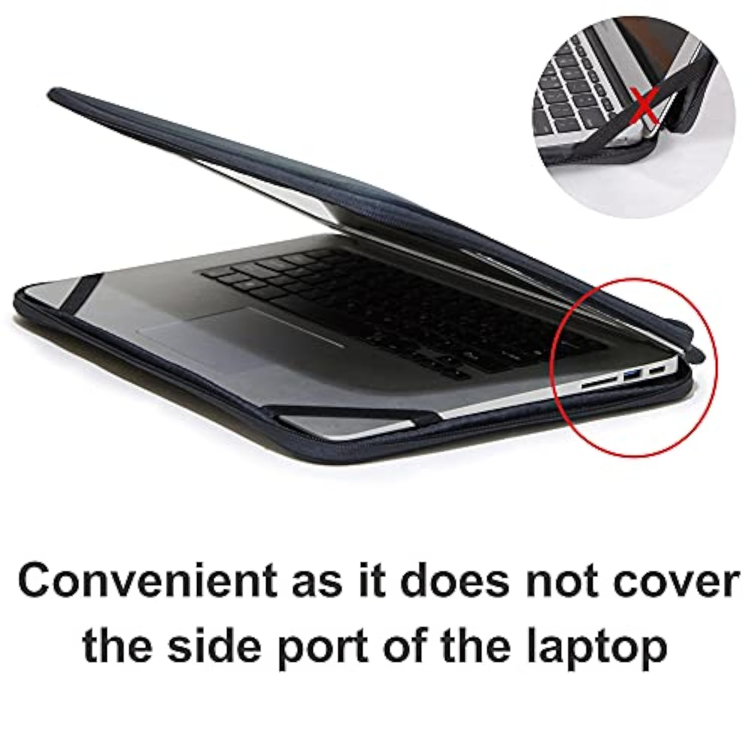 Laptop Sleeve 14 Inch Foldable Slim Case Lightweight Bag Notebook Computer Carrying Flip Cover (Black)
