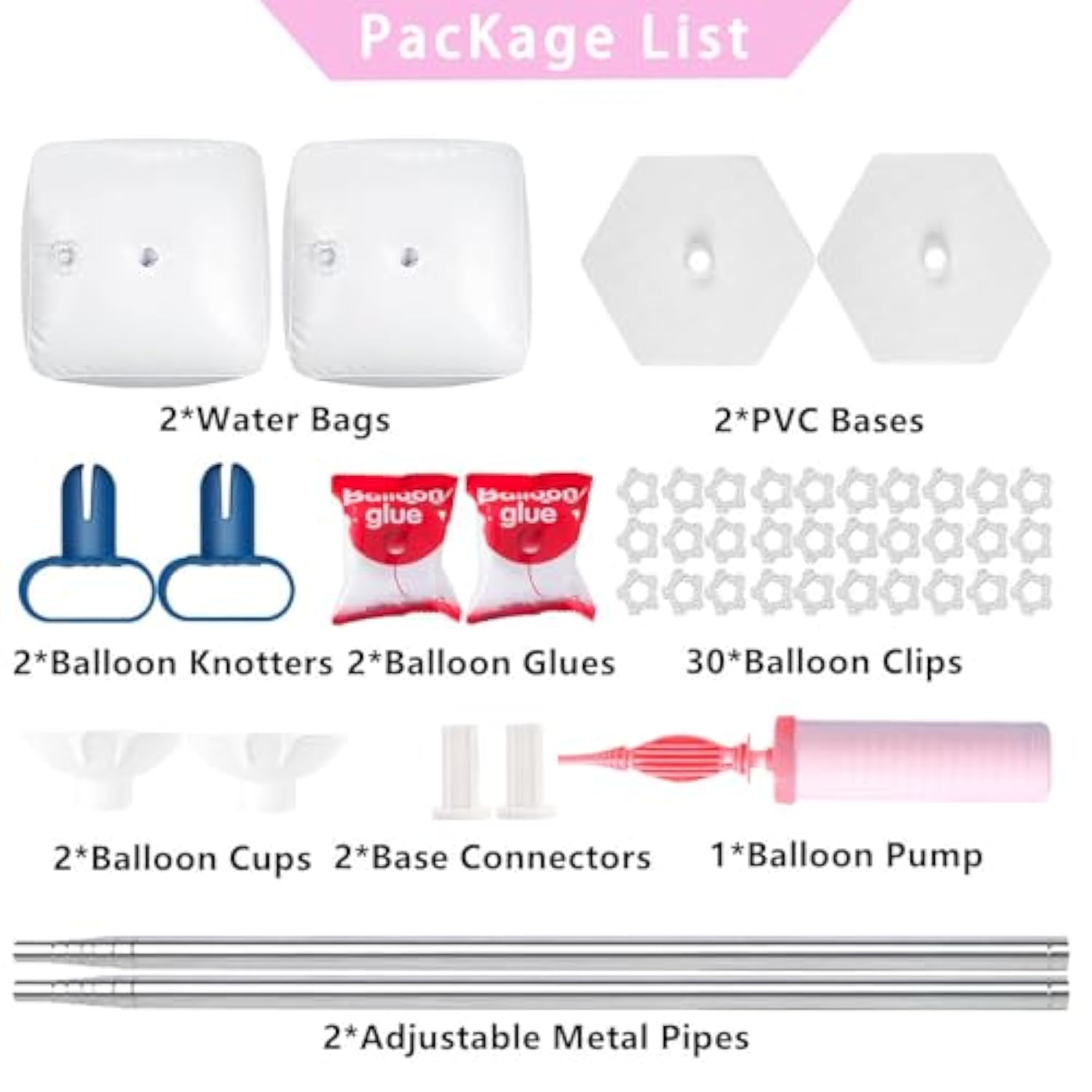 Metal Balloon Column Stand Set Of 2, Reusable Telescopic Design, Height Adjustable From 1.57 To 7 Ft, Balloon Stander For Party Decorations