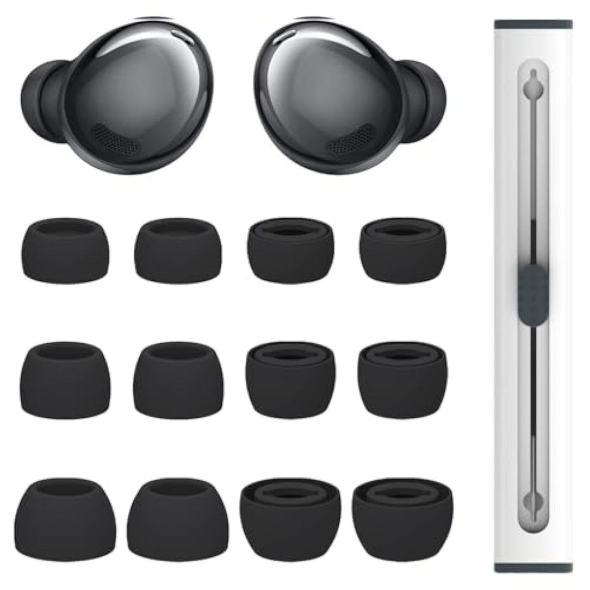 6 Pairs Replacement For Samsung Galaxy Buds Pro Headphones, Eartips Silicone Tips Earbuds Set For Samsung Galaxy Buds Pro Headphones Fit In Case Ear Tips,L/M/S Earplug (Phantom Black) (Black)