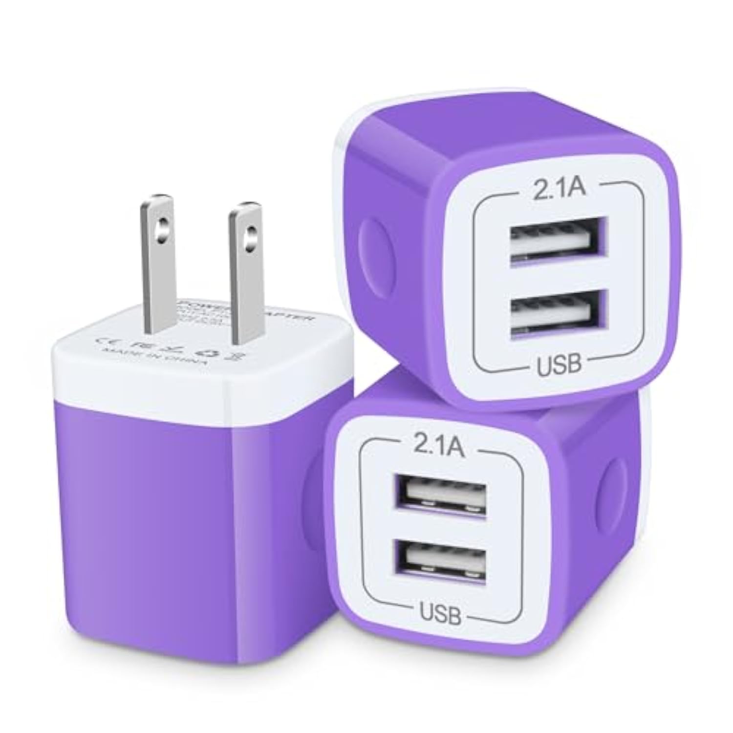 Usb Charger Block, Double Usb Wall Charger 3-Pack Fast Charging Block Charger Box Cube Power Brick Plug Adapter Base For Iphone 16 15 14 13 12 11 Pro Max Xs Xr X,Samsung Galaxy S24 Ultra,Pixel 9