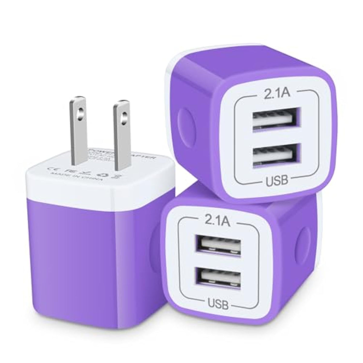 Usb Charger Block, Double Usb Wall Charger 3-Pack Fast Charging Block Charger Box Cube Power Brick Plug Adapter Base For Iphone 16 15 14 13 12 11 Pro Max Xs Xr X,Samsung Galaxy S24 Ultra,Pixel 9