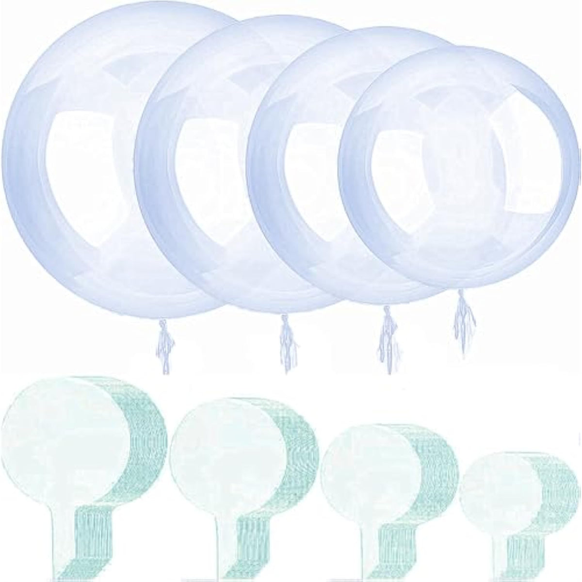 40 Clear Bobo Balloons in 4 Sizes for Party & Event Décor