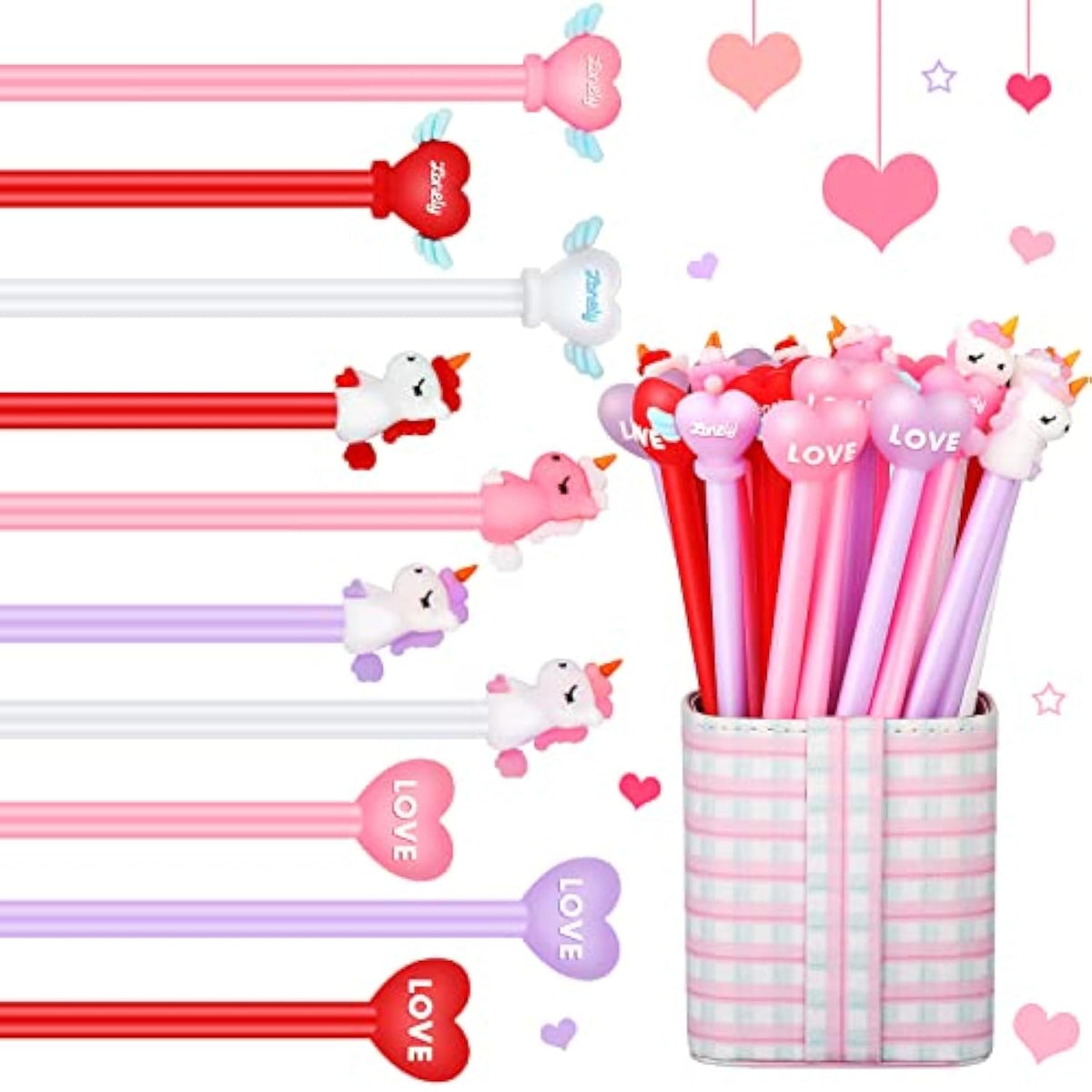 30 Pieces Heart Shape Pens Unicorn Ballpoint Valentine'S Day Pens Heart-Shaped Ballpoint With Wings Novelty Rollerball For Student Stationery Office Valentine'S Day Party Supplies