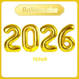 16 Inch Gold 2026 Number Foil Balloons for New Year Party, Birthday, and Anniversary