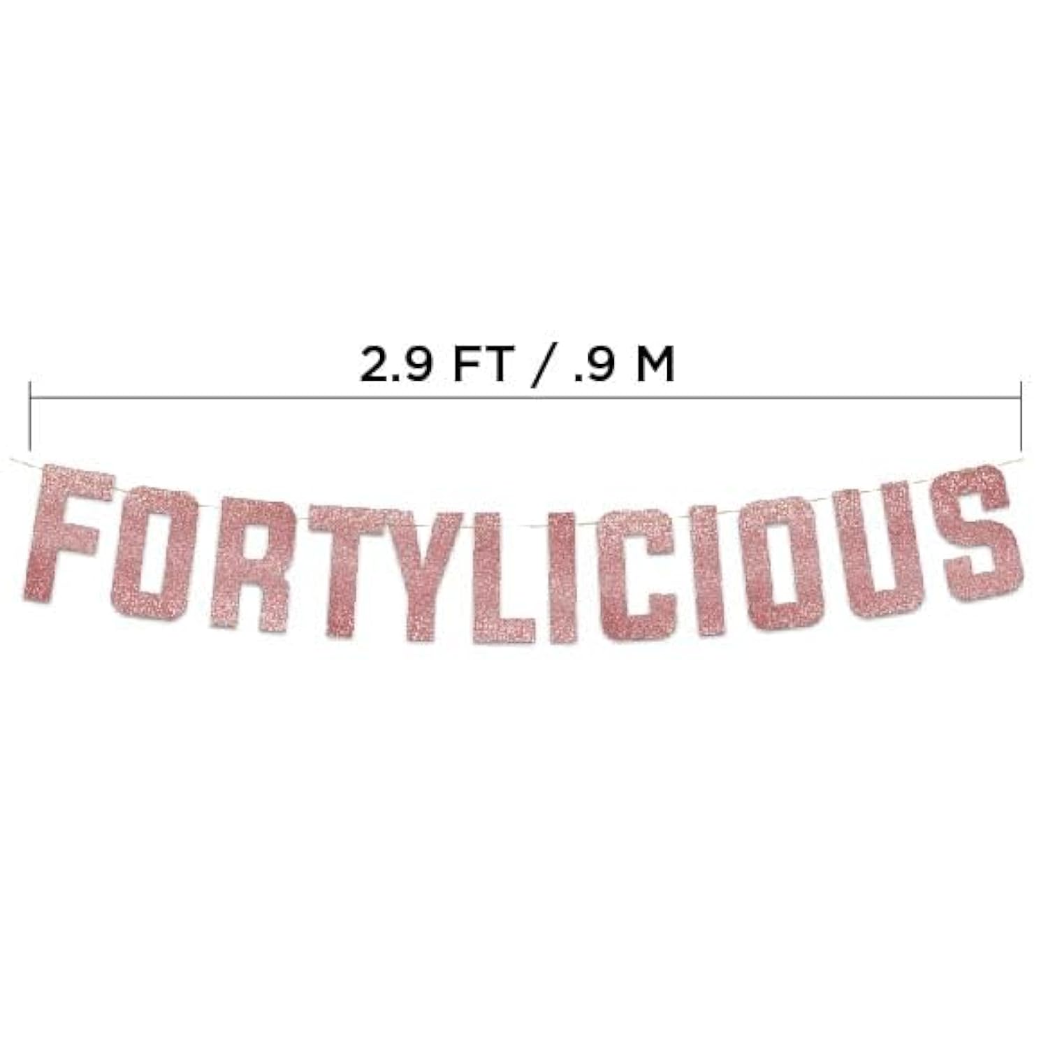 Fortylicious Rose Gold Glitter Banner - Happy 40Th Birthday Party Banner - 40Th Wedding Anniversary Decorations - Milestone Birthday Party Decorations