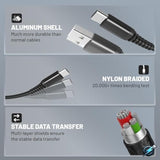 Usb C Cable [5 Pack 3.1A] Qc 3.0 60W Fast Charging Usb Type C To A (3/3/6/6/10