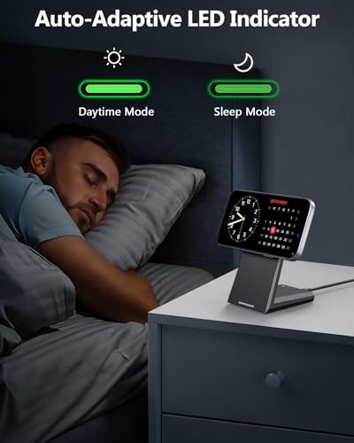 Magnetic Wireless Charger Stand 25W Fast Charging with 30W PD Adapter for iPhone 17/16/15/14/13/12, N52 Magnetic Alignment, 360° Adjustable Phone