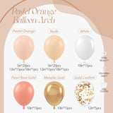 Peach Balloon Arch, Peach Balloons 125Pcs With Pastel Orange Nude White Pearl Rose Gold Metallic Gold Confetti Balloons For Boho Baby Shower Bridal Wedding Mothers Day Birthday Party Decorations