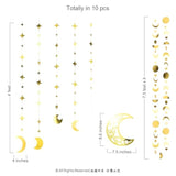 Gold Star Moon Garlands To The Moon Party Decorations Celestrial Birthday Decor Moon Phase Hanging Streamer Crescent Stars Kids Room Witchy Whimsical Ramadan Eid Mubarak Party Supplies