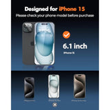 Iphone 15 Screen Protector 3-Pack, 3 Tempered Glass + 3 Camera Lens Protectors, 9H Hardness, Hd Clarity, Anti-Fingerprint, Case Friendly, 6.1 Inch