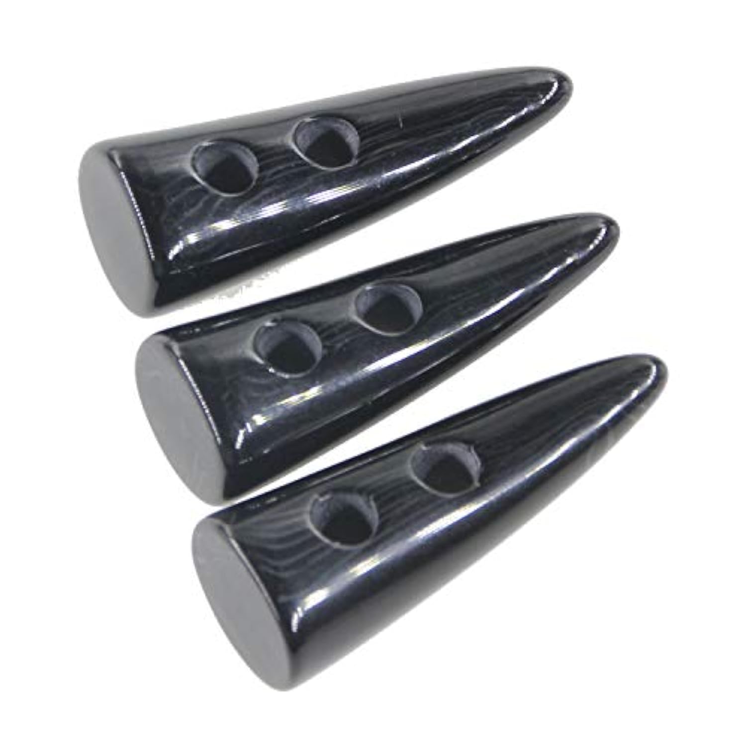 Buttons 10Pcs Black Color Resin Toggle Buttons Horn Tooth Shape Two Ho