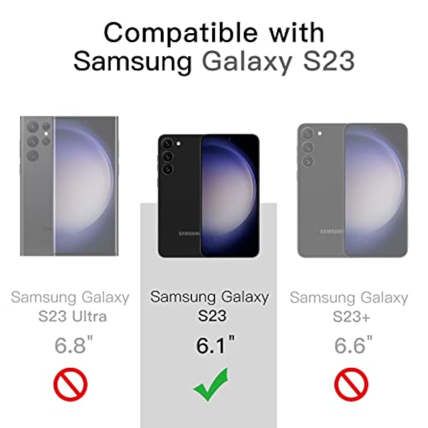 JETech 5 in 1 Matte Case for Samsung Galaxy S23 5G 6.1-Inch with 2-Pack Screen Protector and Camera Lens Protector, Translucent Back Protective Phone Cover, Tempered Glass Film (Black)