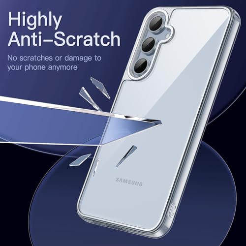 Case for  Galaxy A55 5G, Non-Yellowing Shockproof Bumper Protective Phone Cover, Anti-Scratch Hard PC Back (Clear)