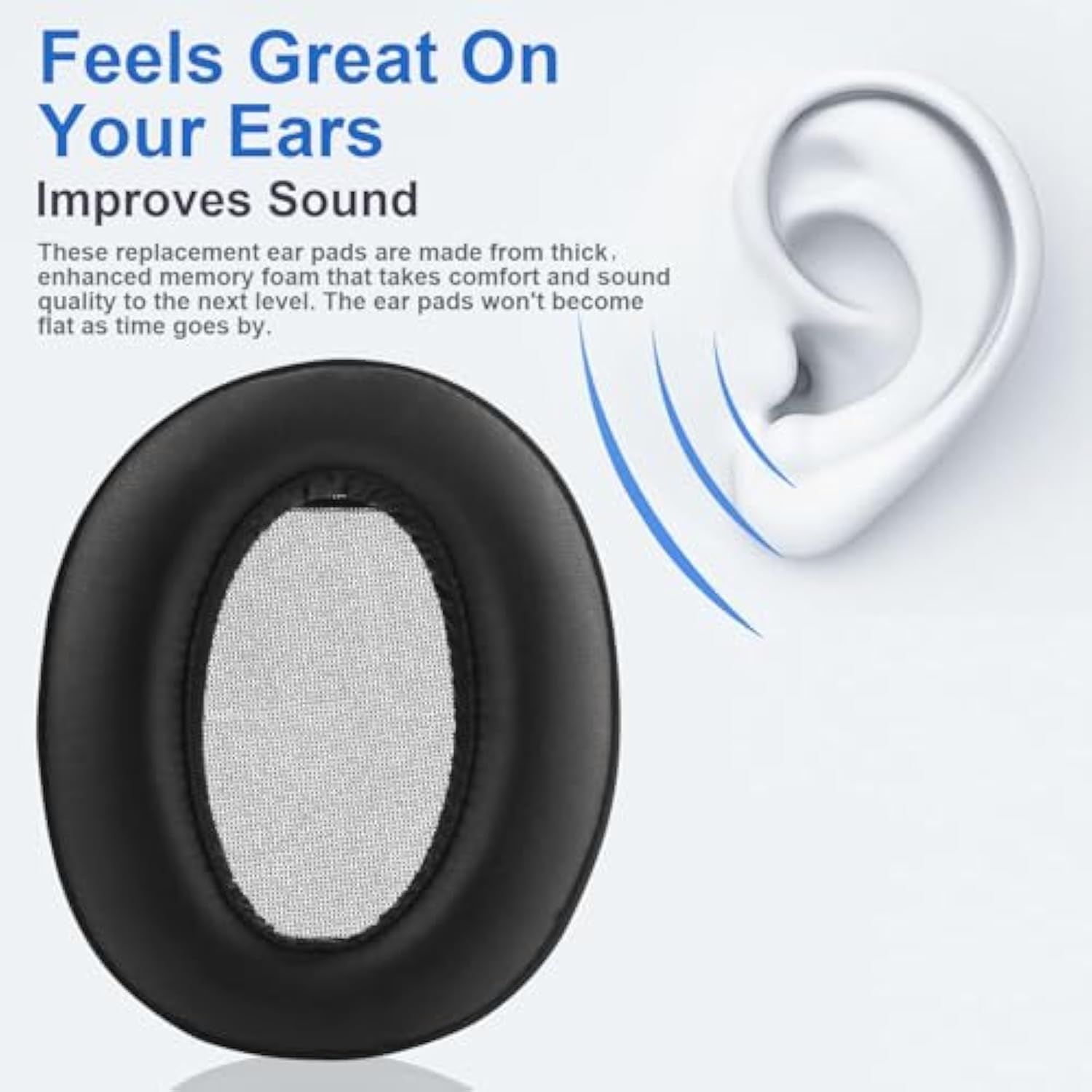 Wh-H910N Ear Pads Replacement Ear Cushions Compatible With Sony Wh-H910N Wh H910N H.Ear On 3 Wireless Headphones Softer Protein Leather High-Density Memory Foam Earpads Earmuffs Ear Cups Cover - Black