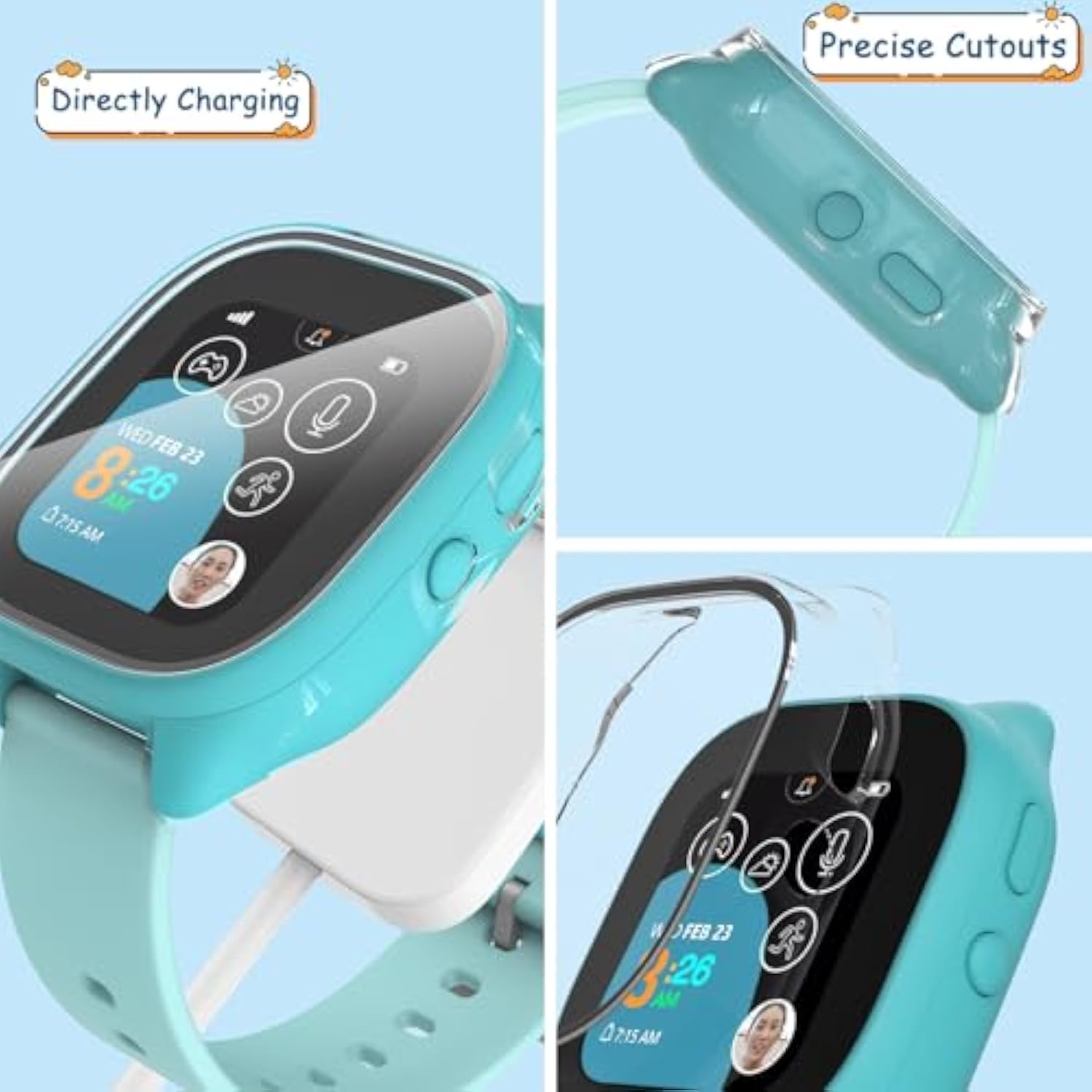 1 Pack Clear Case For Gizmo Watch 3 Adventure Screen Protector With Tempered Glass For Kids, Overall Protective Touch Sensitive Screen Protector Case For Verizon Gizmo Watch 3 Adventure