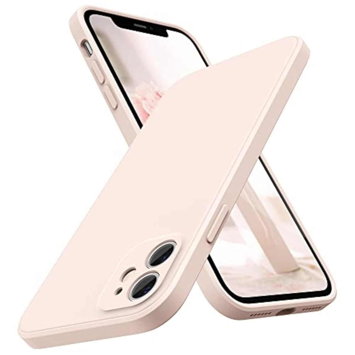 Design For 11 Case With Camera Protection, Straight Edge Slim Design, Liquid Silicone Phone Case For Phone 11 6.1 Inches, Light Pink