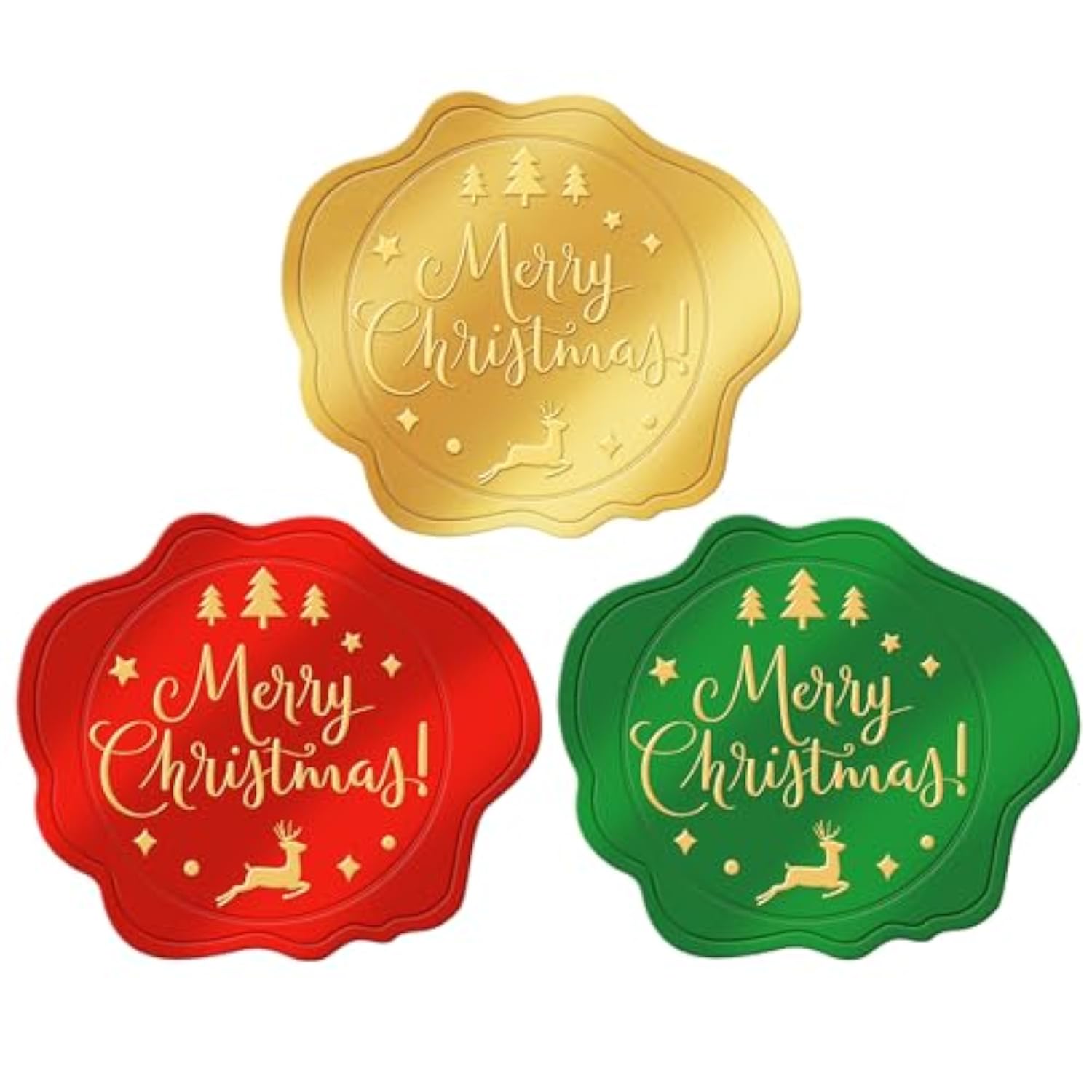 360 Pcs Christmas Stickers For Envelope Sealing Gold Foil Embossed Merry Christmas Labels Stickers For Crafts Gifts Present Packaging Cards Making Invitation Envelope Seal Xmas Holiday Party Decor